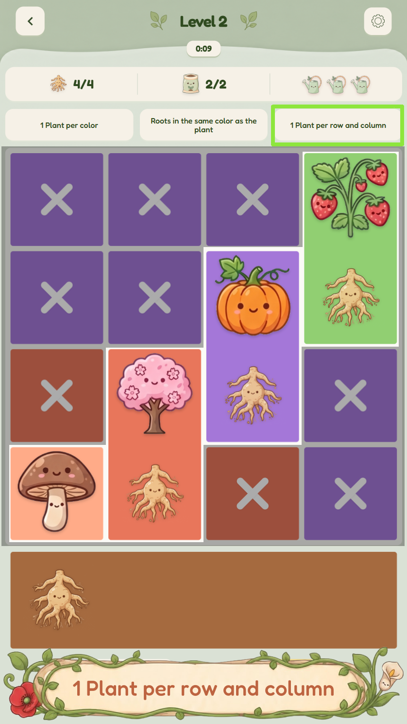 Growdoku puzzle board gameplay