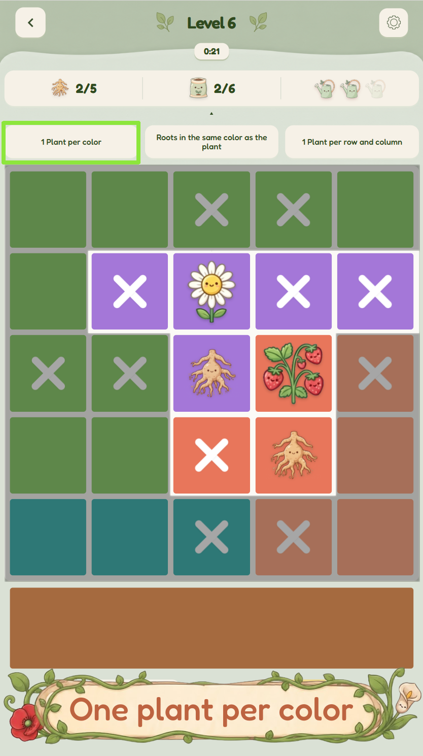 Growdoku level selection screen